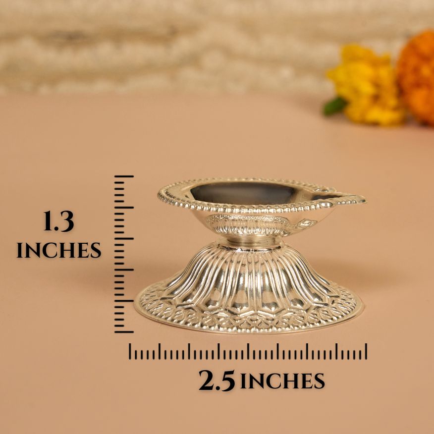 Traditional Pure Silver Diya – Handcrafted 92.5 Silver Pooja Lamp