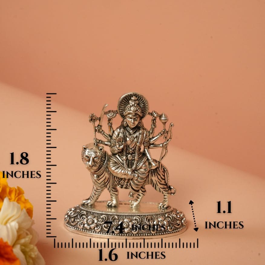 925 Silver Goddess Sherawali Maa Idol – Small (22 Grams)