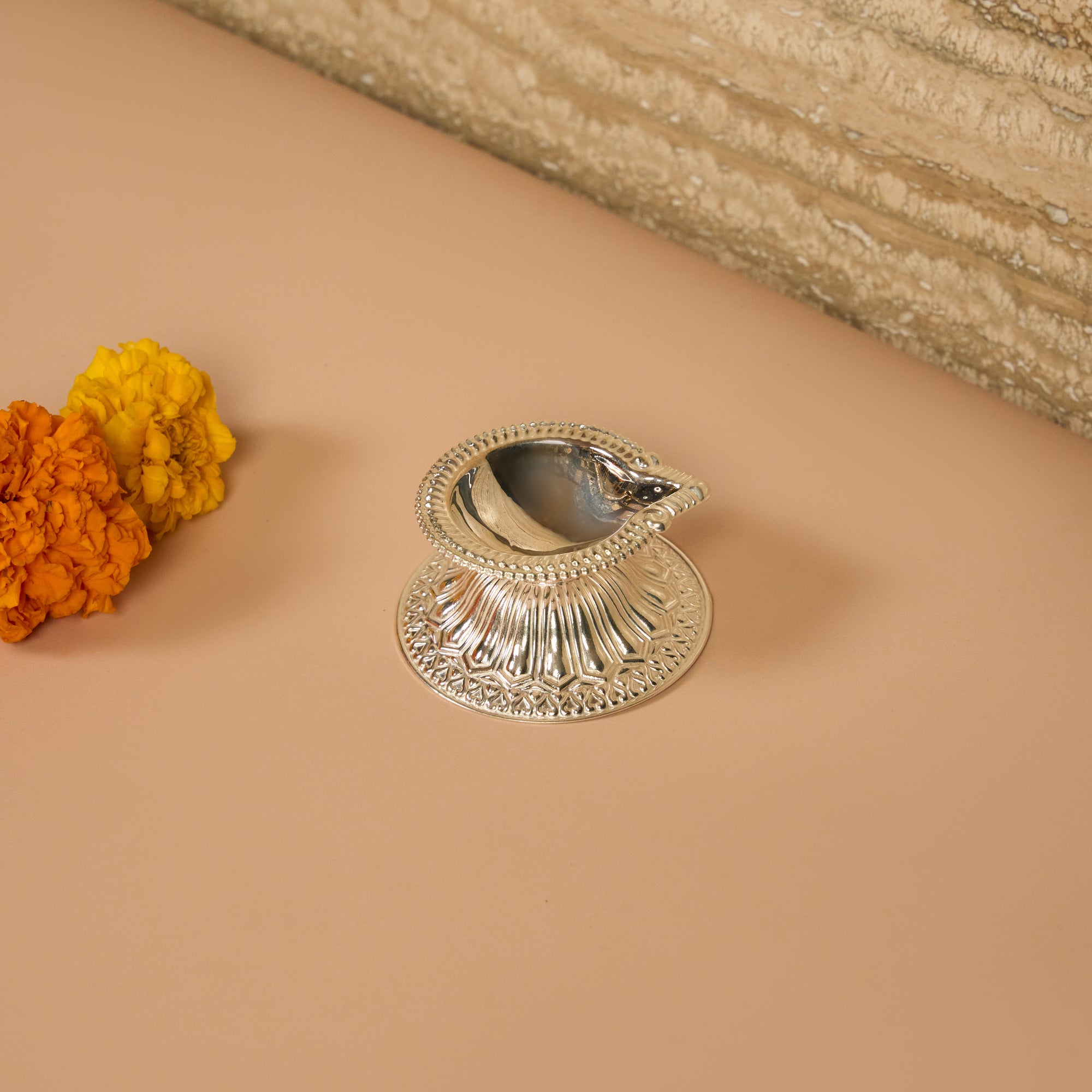 Traditional Pure Silver Diya – Handcrafted 92.5 Silver Pooja Lamp