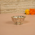 925 Silver Akhand Jyot Diya – Large (Hammered Floral Design, 92g)