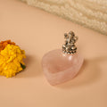 925 Sterling Silver Ganesha Idol on Natural Rose Quartz