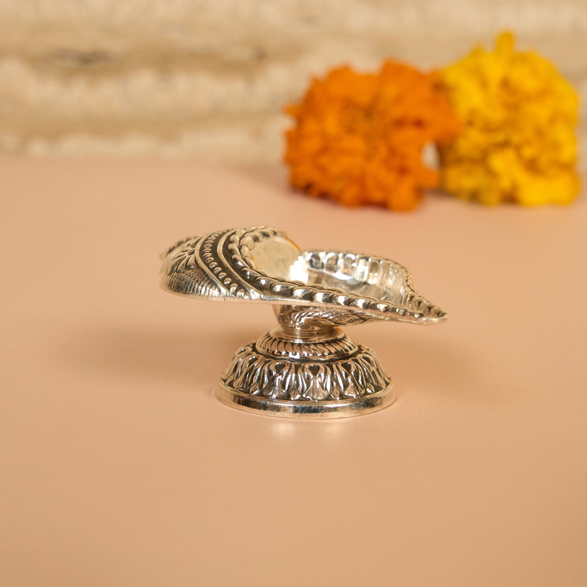 925 Silver Shankh Diya – Conch Shell Design