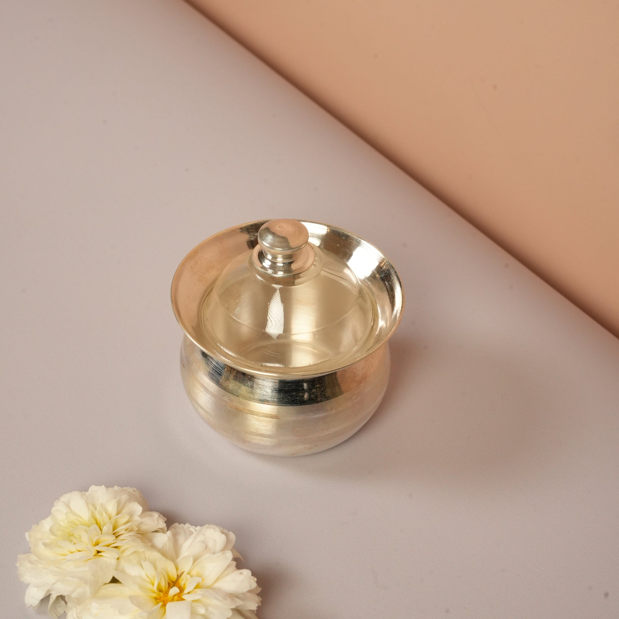 Handcrafted Silver Container with Lid