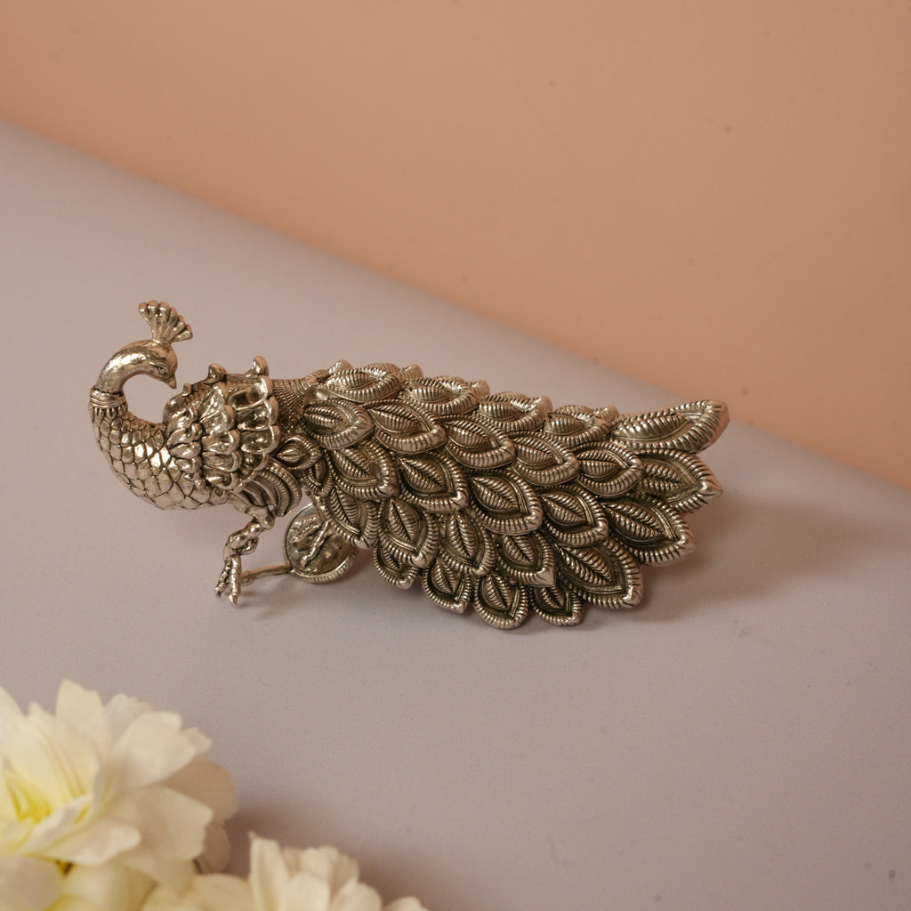 Handcrafted Silver Peacock Showpiece