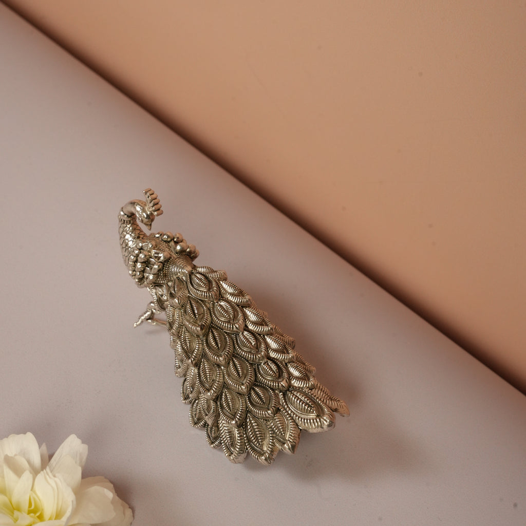 Handcrafted Silver Peacock Showpiece