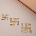 Handcrafted Silver Swastik Symbol with Floral Engraving