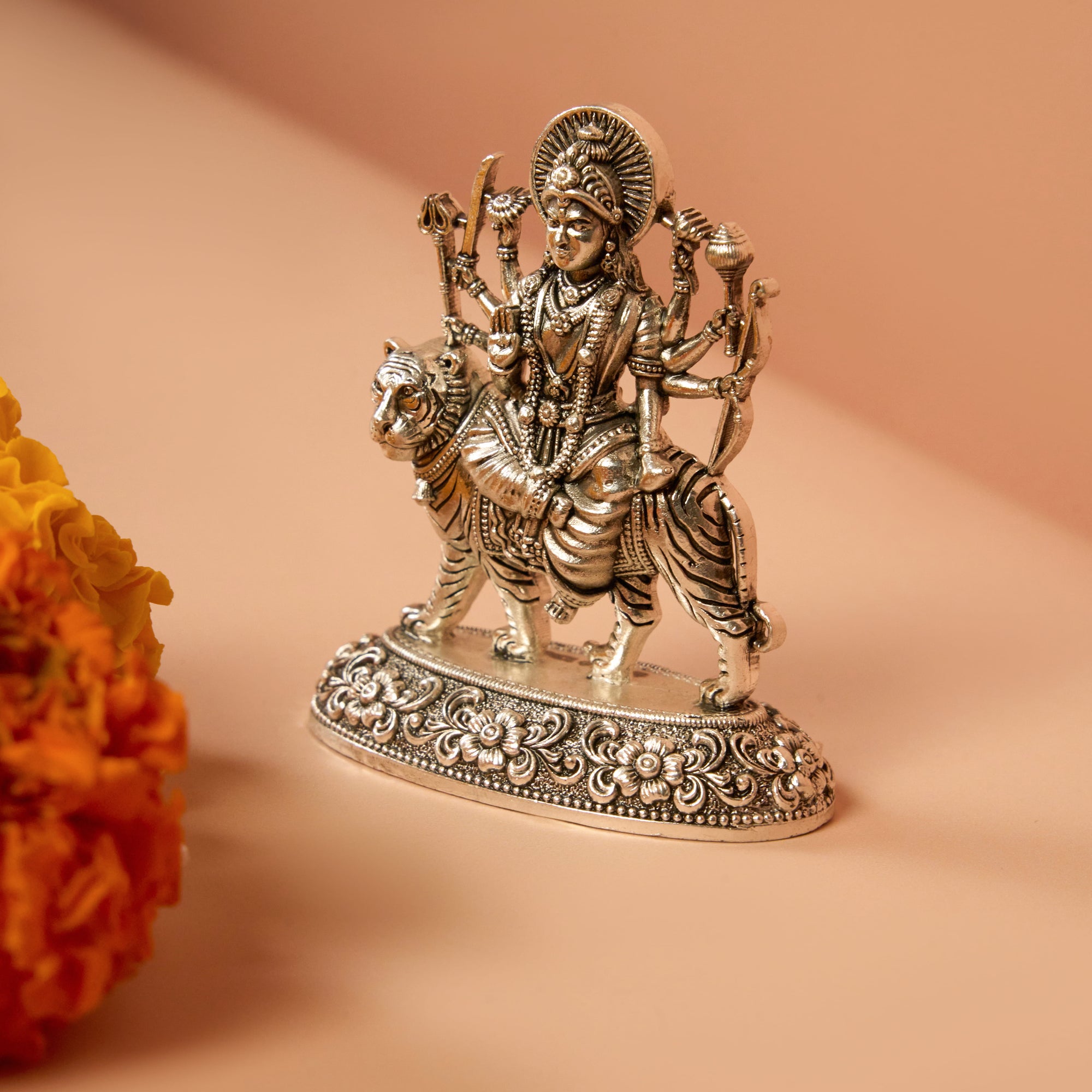 925 Silver Goddess Sherawali Maa Idol – 49 Grams
