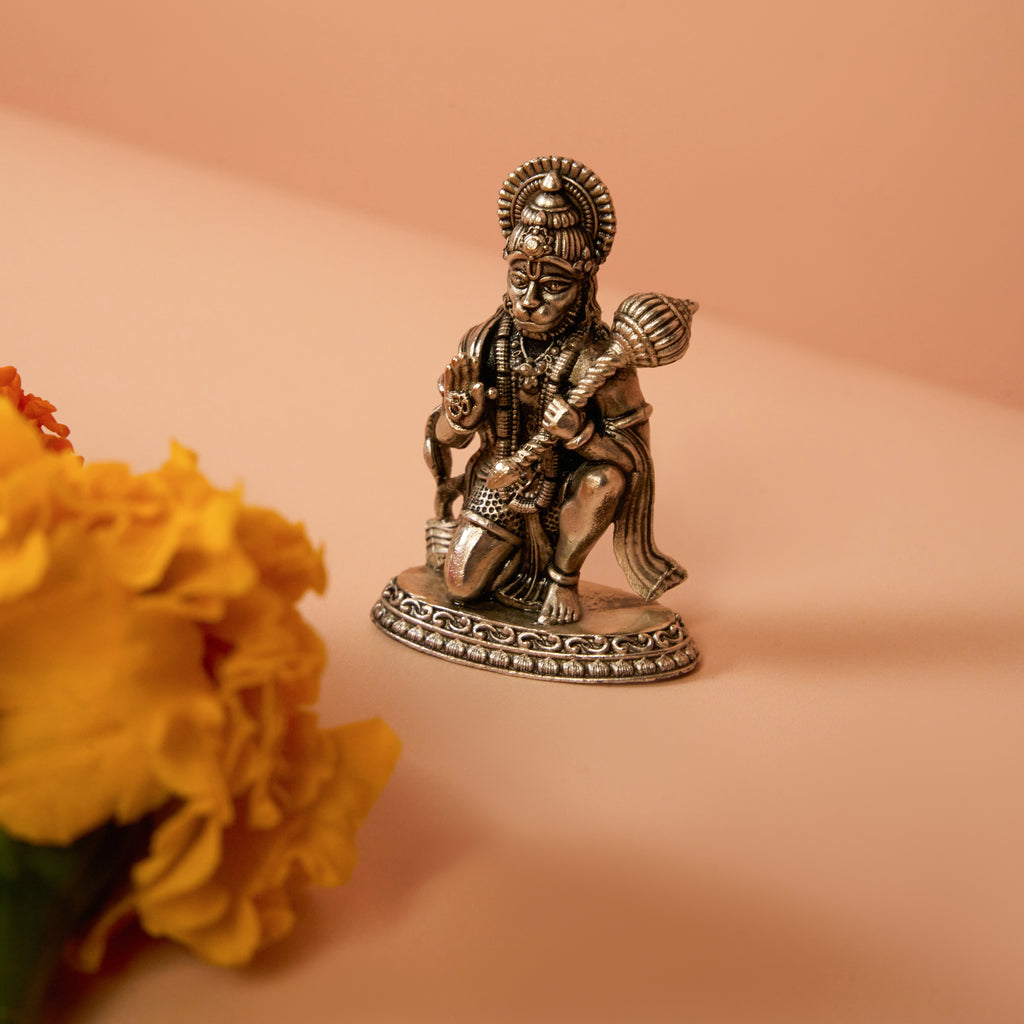 Hanuman Idol (Kneeling Pose) – 925 Silver