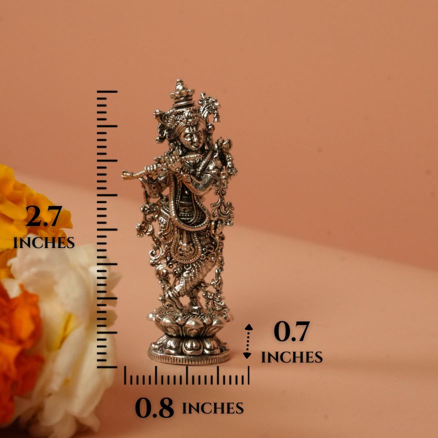 Handcrafted 92.5 Silver Lord Krishna Idol