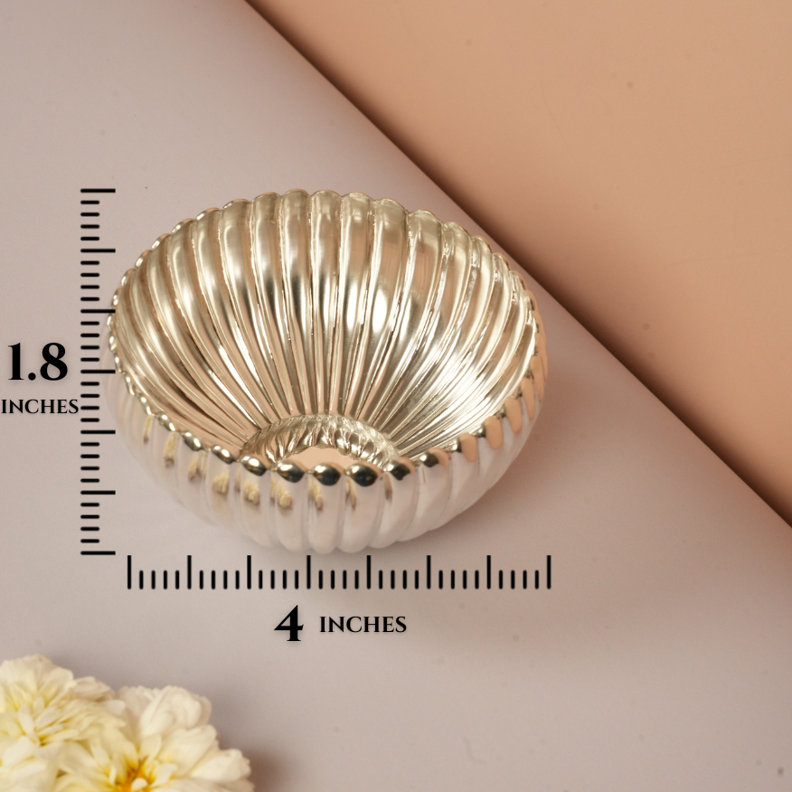 Handcrafted Ribbed Silver Bowl