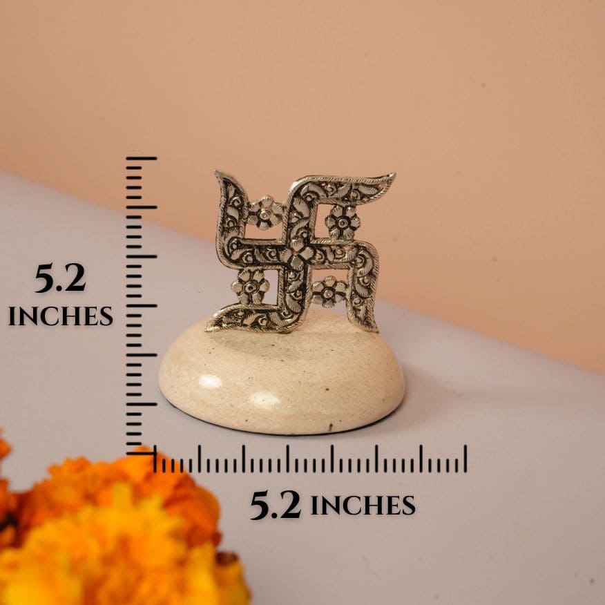 Handcrafted 925 Sterling Silver Swastika with Floral Engravings