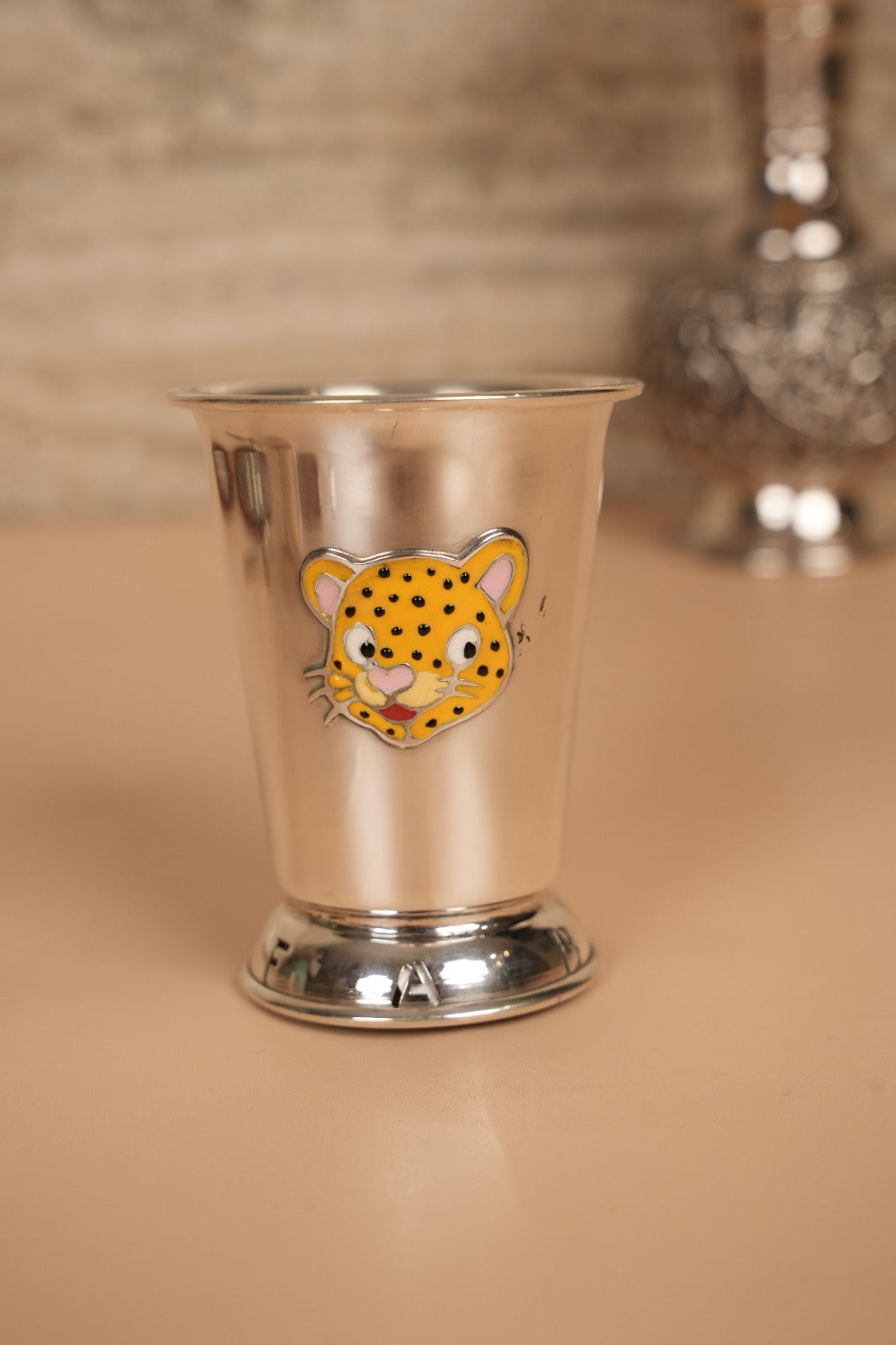 Yellow Tiger Motif Sterling Silver Kids Dining Set