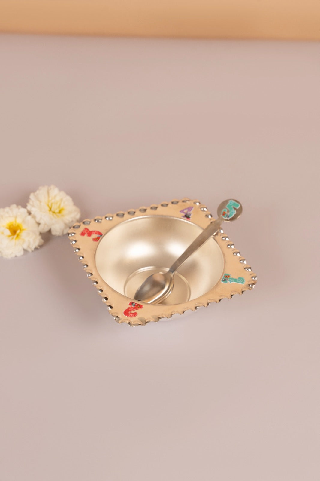 Number Theme Sterling Silver Bowl & Spoon Set